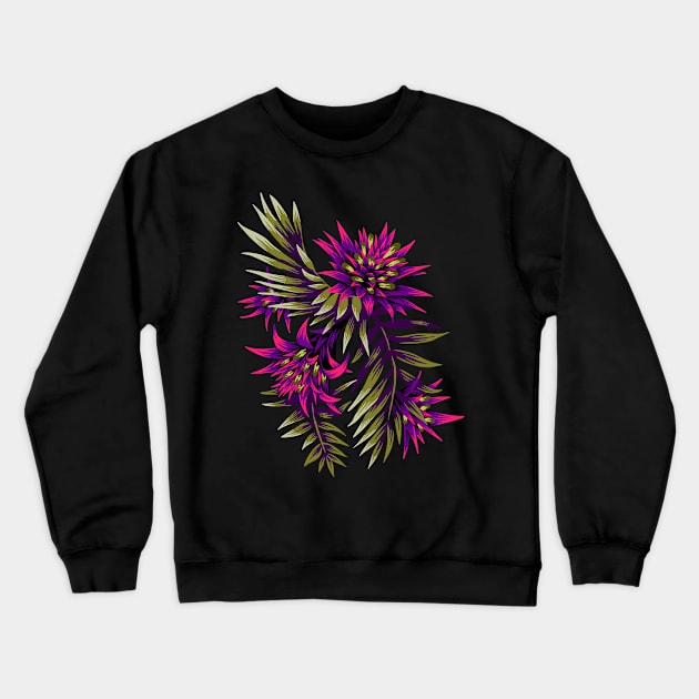 Fasciata Tropical Floral - Purple / Gold Crewneck Sweatshirt by andreaalice